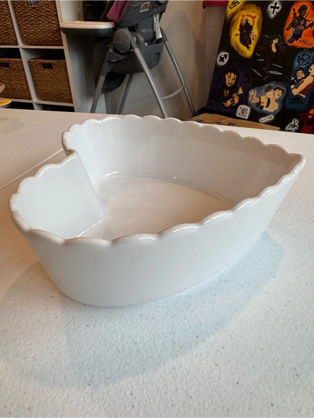 Heart-Shaped Ceramic Serving Bowl Plant Dish Knickknack Trinket Tray — White
